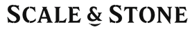 The text 'SCALE & STONE' appears in a dark serif font near the top, with a lighter, fainter duplicate of the same text below on a plain white background.